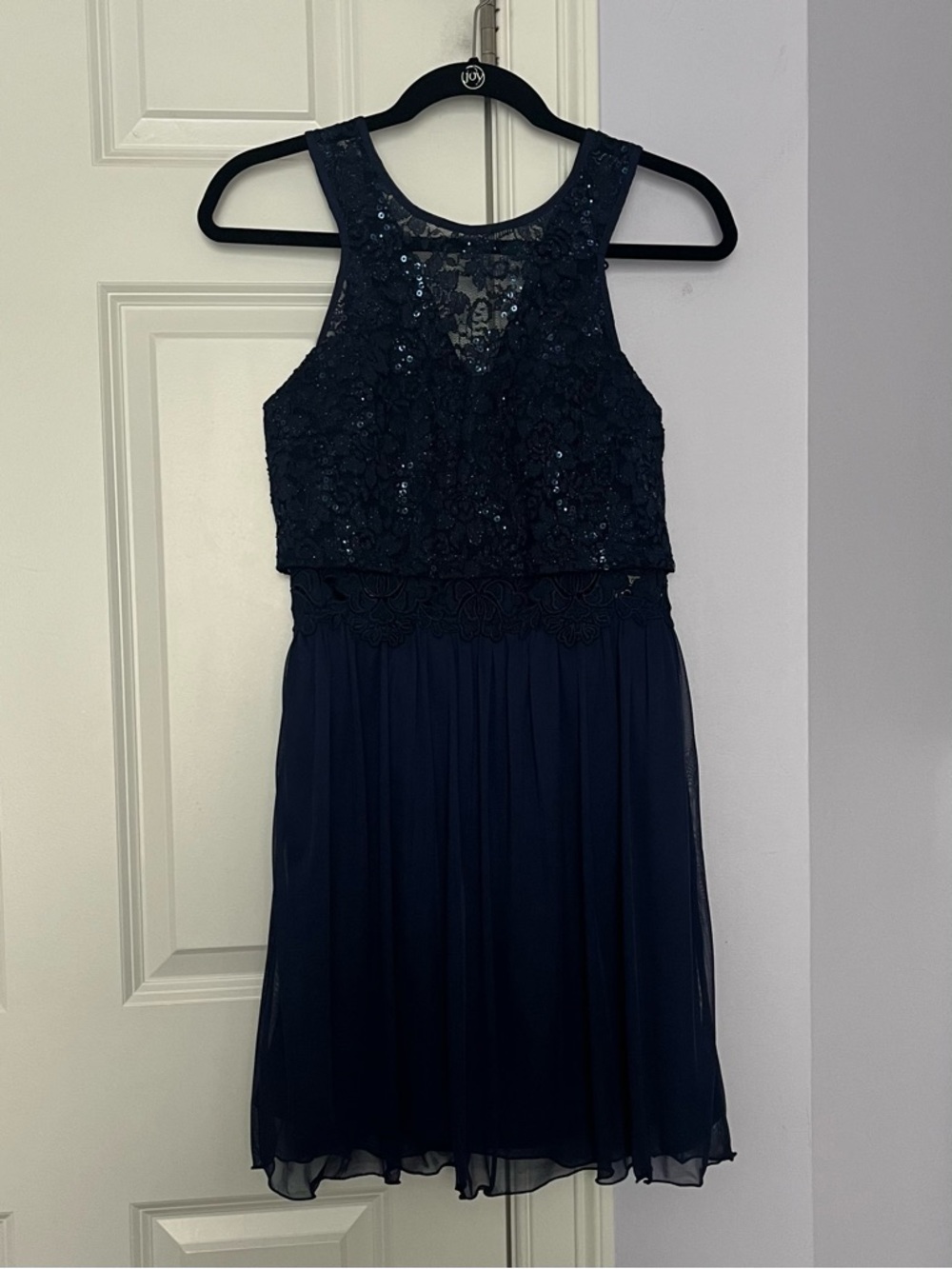 BCX Juniors Navy Sleeveless Formal Dress